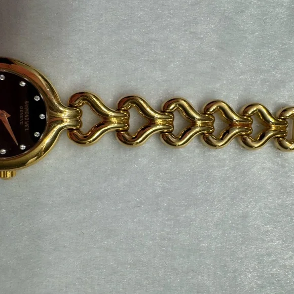 Raymond Weil Gold and Black Women's Watch with Diamond Hour Markers - 5878 - Picture 8 of 14